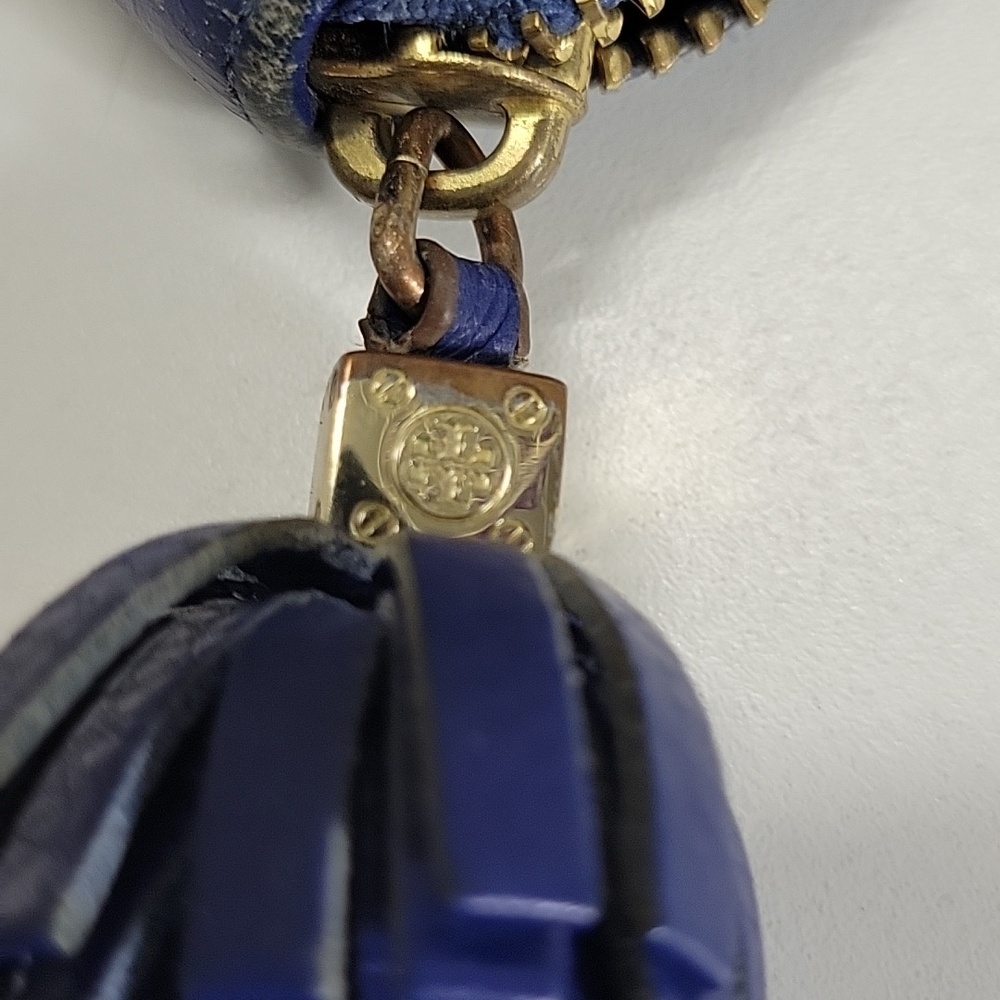 Tory Burch Royal Blue Leather Zip-Around Wallet with Tassel Pull - Picture 12 of 12